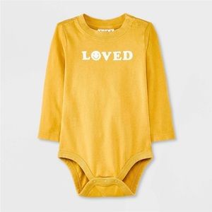 Baby Long Sleeve Bodysuit Loved - Cat & Jack Mustard Yellow 18m